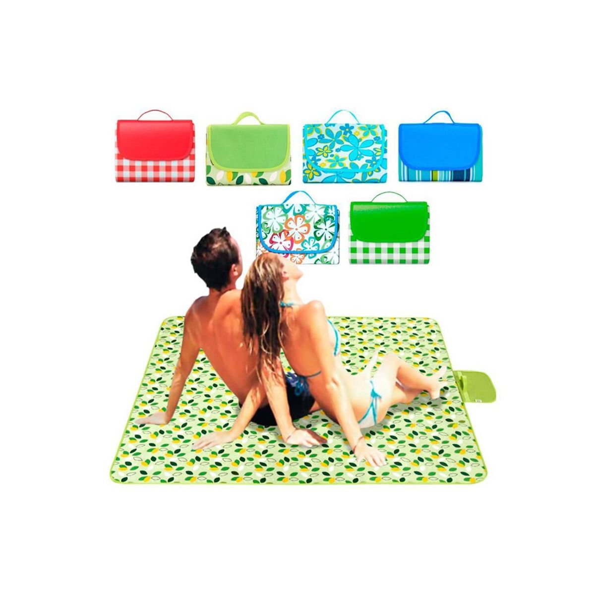 GENERICO - MANTA IMPERMEABLE PICNIC MULTICOLOR DISEÑO FLOR 2 M X 1.5 M