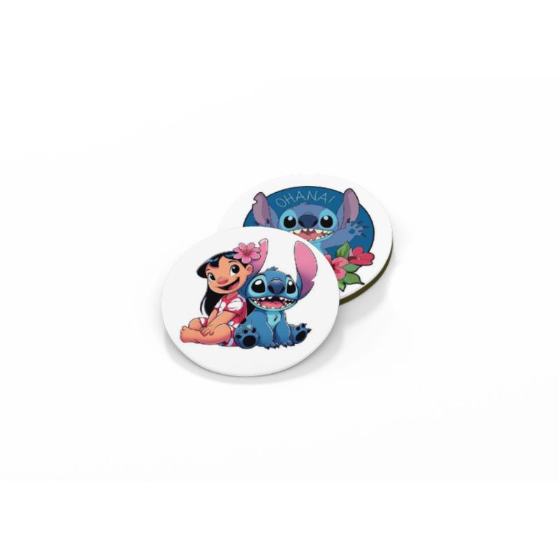 GENERICO - Pack x 4 Posavasos Mdf con base de corcho Stitch