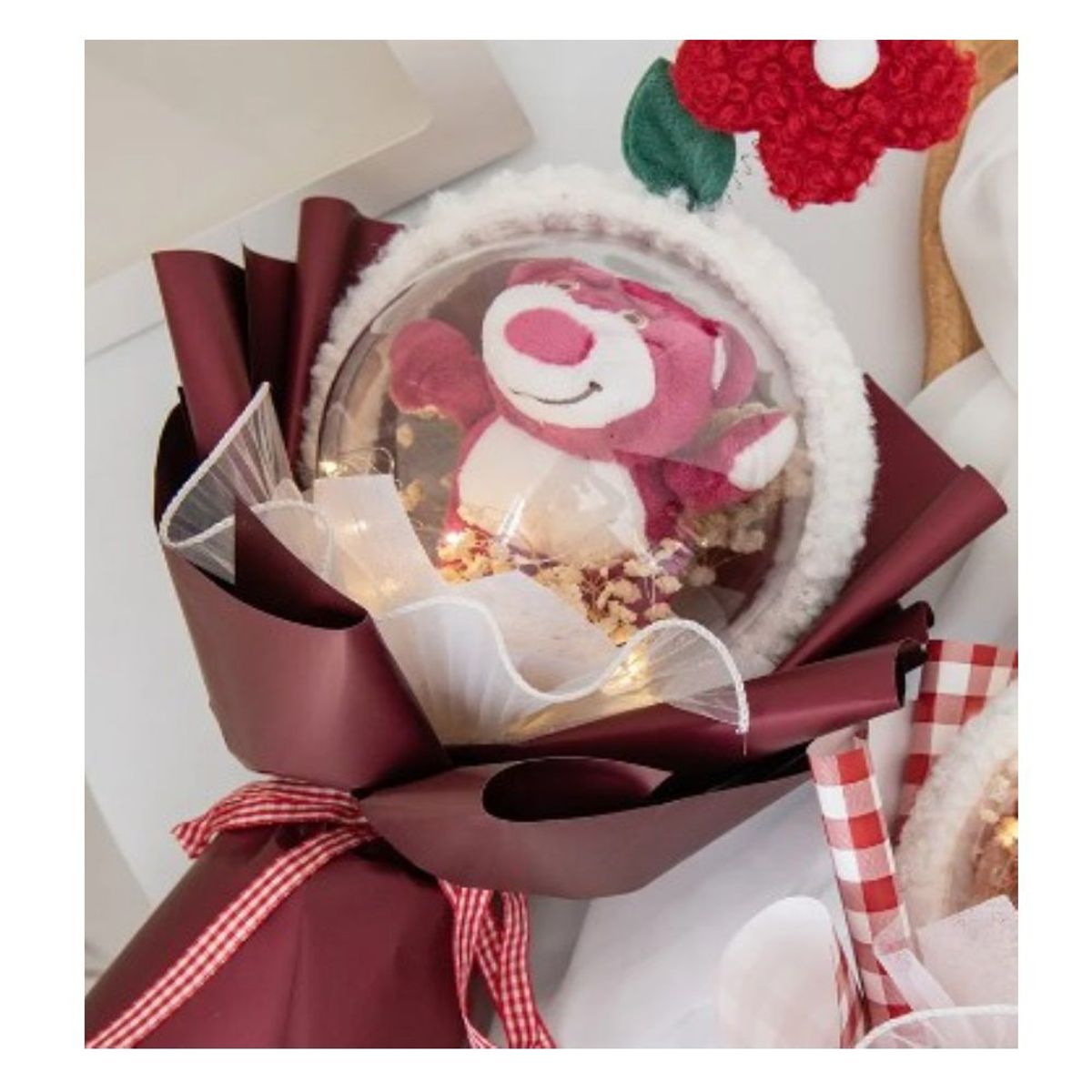 GENERICO - Ramo Rosas con Peluche Lotso en Globo Luz Led