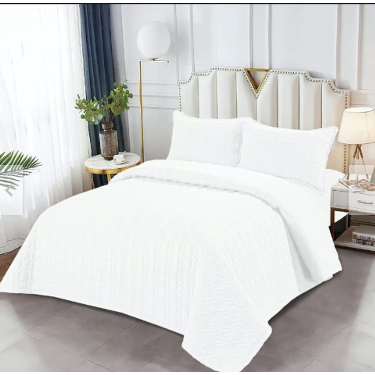 CASATEX - Cubrecama de Verano Blanco Hipoalergénico 2 plazas + Set de Sábanas