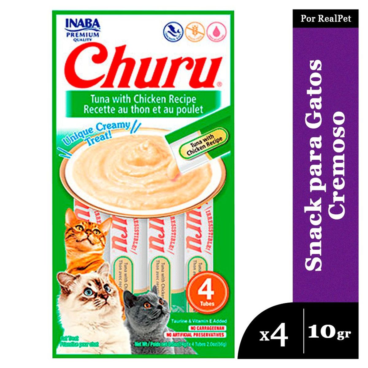 CHURU - Snack Cremoso Gato Churu Sabor Atun y Pollo 4 x 14gr
