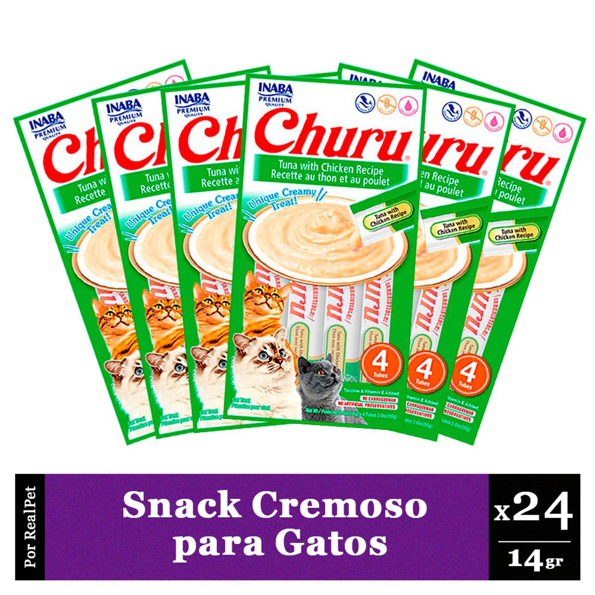 CHURU - Snack Cremoso Gato Churu Sabor Atun y Pollo 24 x 14gr