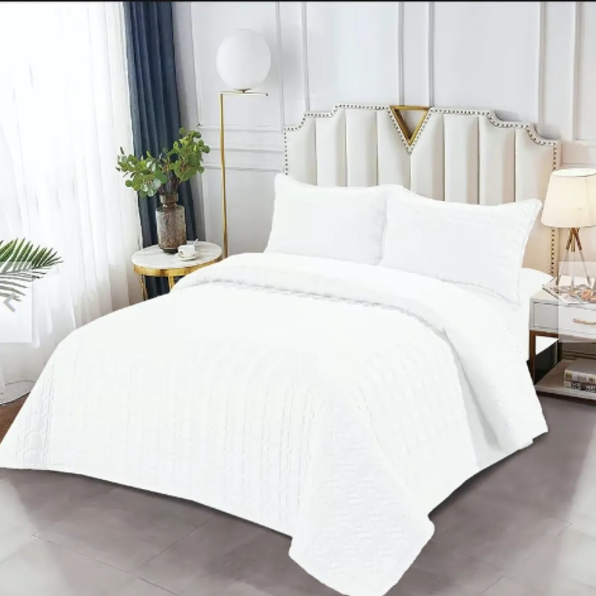 CASATEX - Cubrecama De Verano Blanco Hipoalergénico KING Set De Sábanas