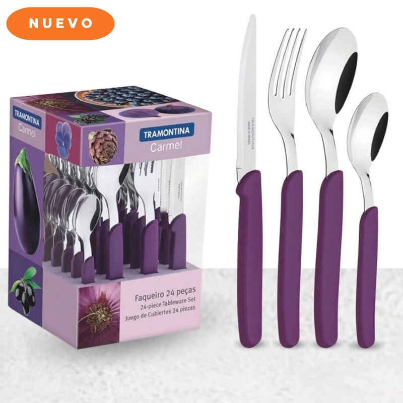 TRAMONTINA - Set de cubiertos x24 piezas carmel -tramontina morado