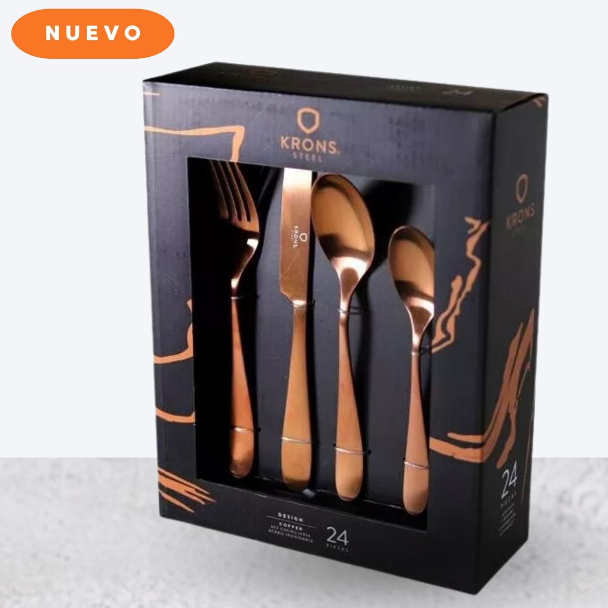 KRONS - Set de Cubiertos X24 Piezas Cooper Krons Dorado