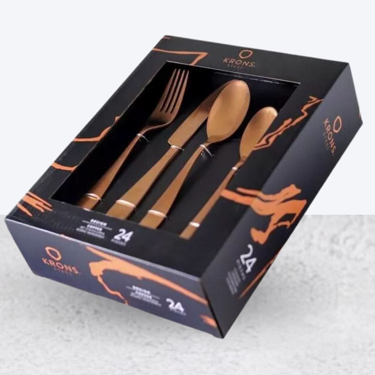 KRONS - Set de Cubiertos X24 Piezas Cooper Krons Dorado