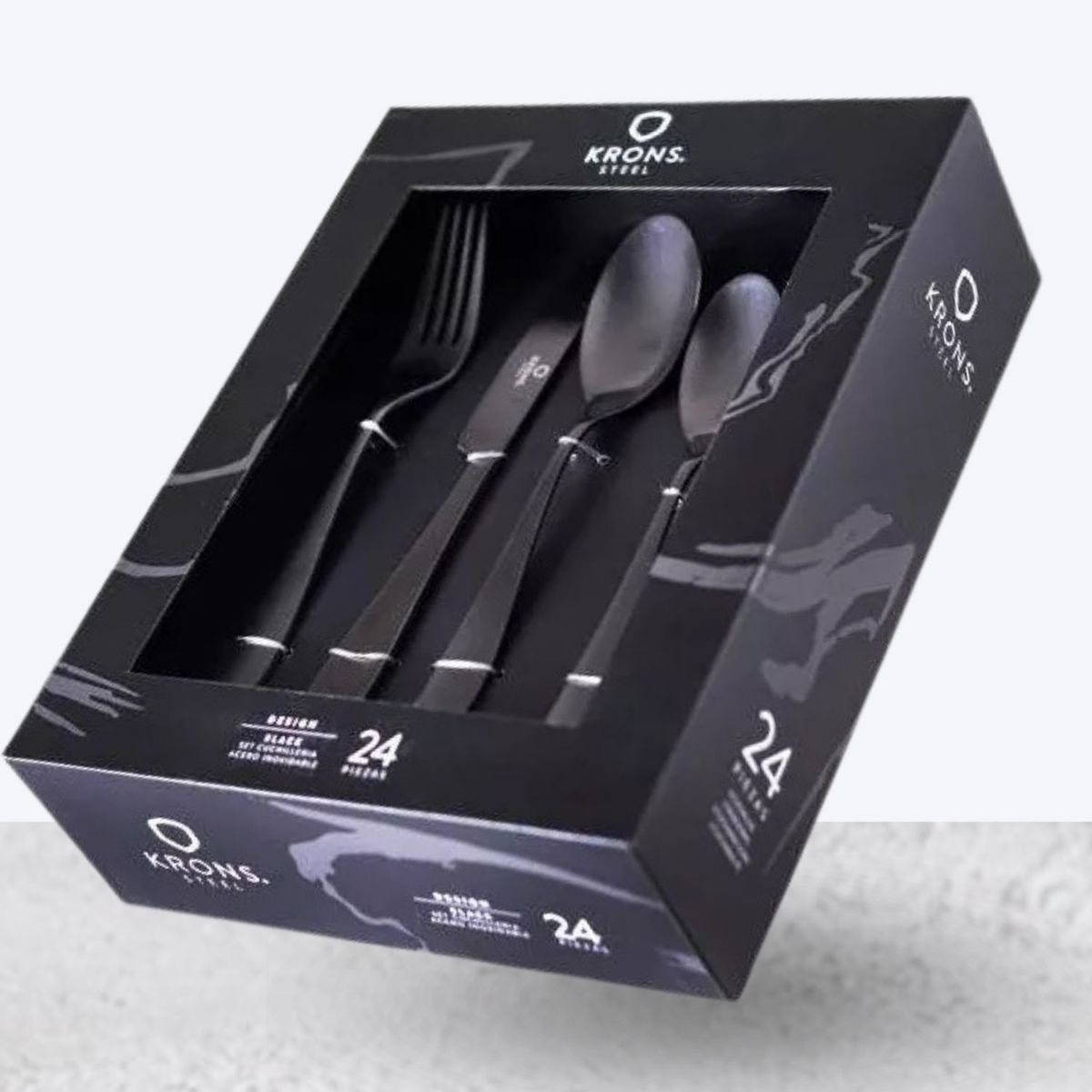 KRONS - Set de Cubiertos X24 Piezas Stone Krons Negro