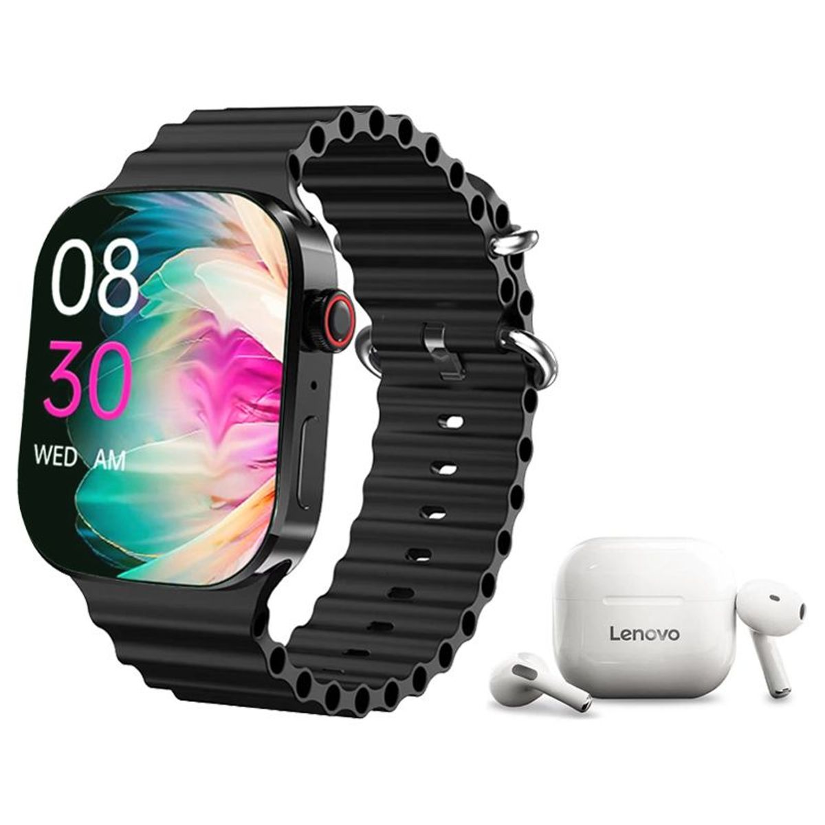 LENOVO - Audífonos Bluetooth Lenovo LP40-Blanco y Smartwatch I9 Pro-B 2¸3inch