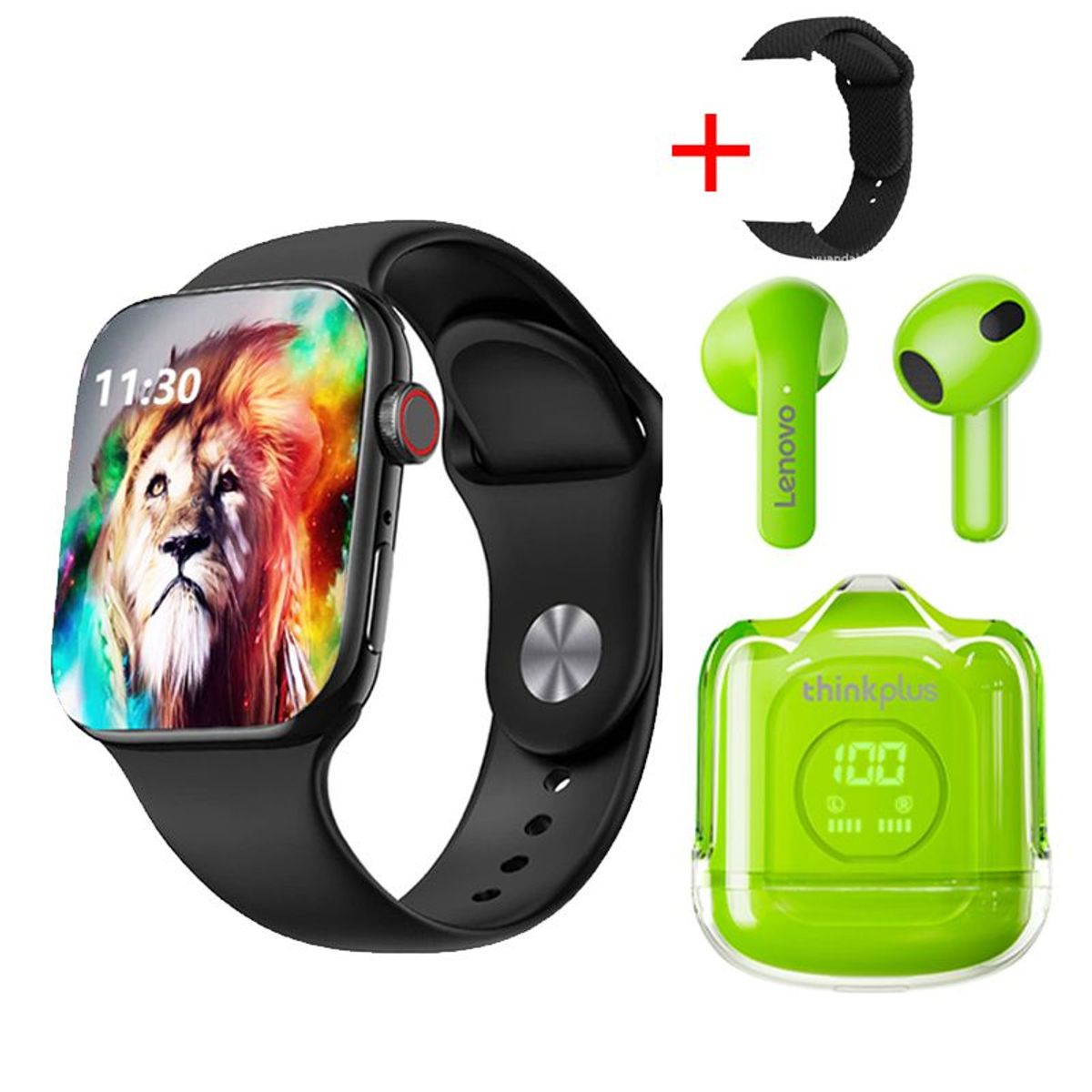 LENOVO - Audífonos Lenovo XT65-Verde y Toumi GT-T2 PRO-Negro Reloj inteligente