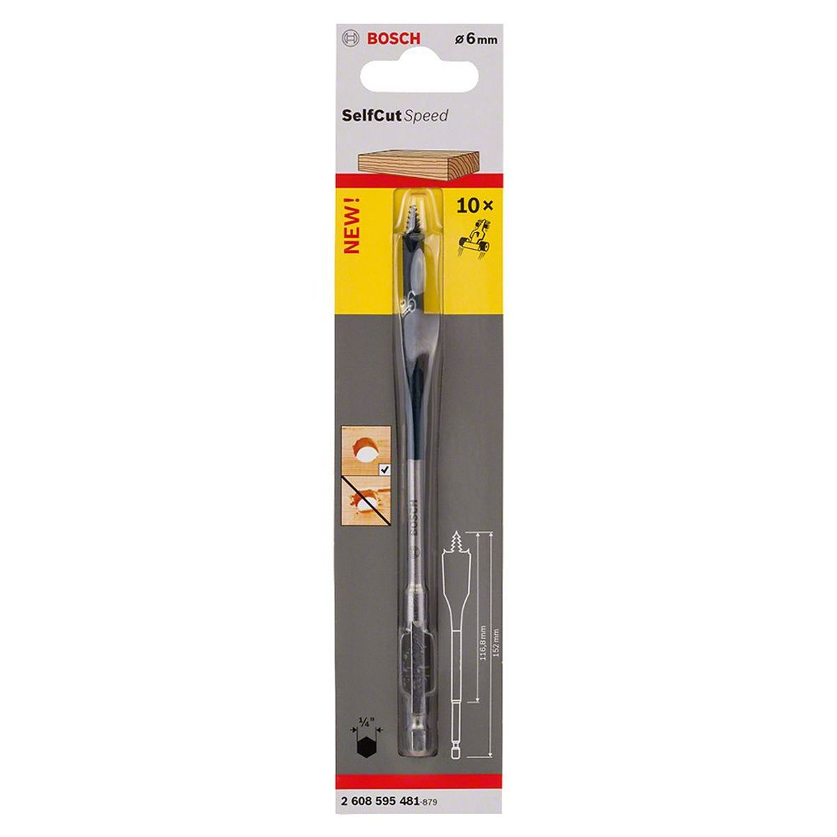 BOSCH - Broca Plana 6mm 1/4 SELF CUT