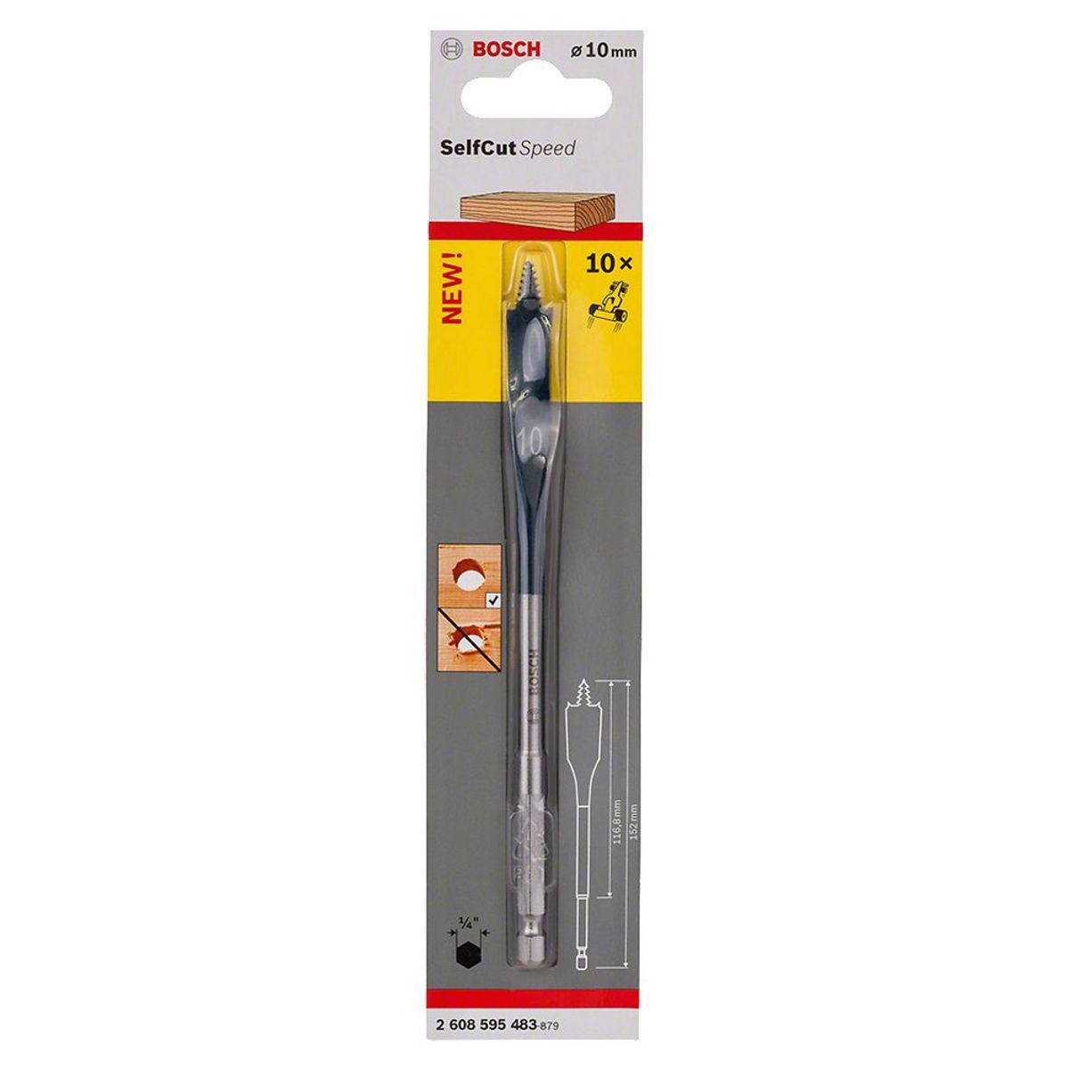 BOSCH - Broca Plana 10mm 3/8 SELF CUT