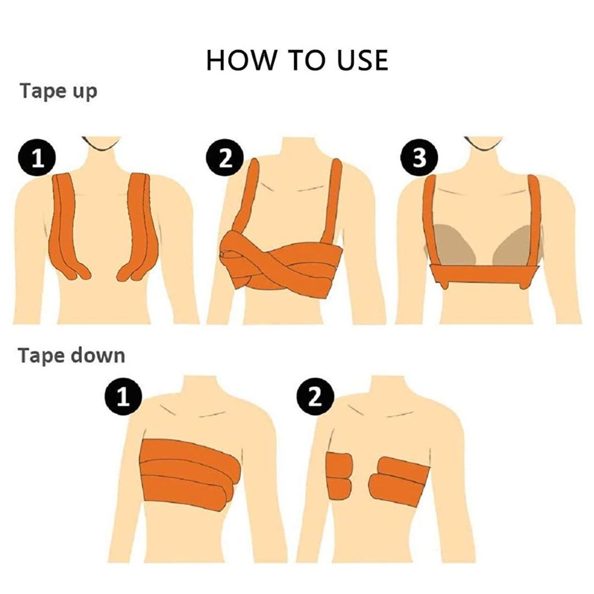 TODO FIT - Cinta Sujetador adhesivo Cubre pezón Levantamiento Senos Negro