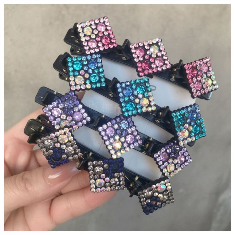 AURELA - Set de 4 Ganchos con Pinzas para peinado de Cabello en forma de Rombo