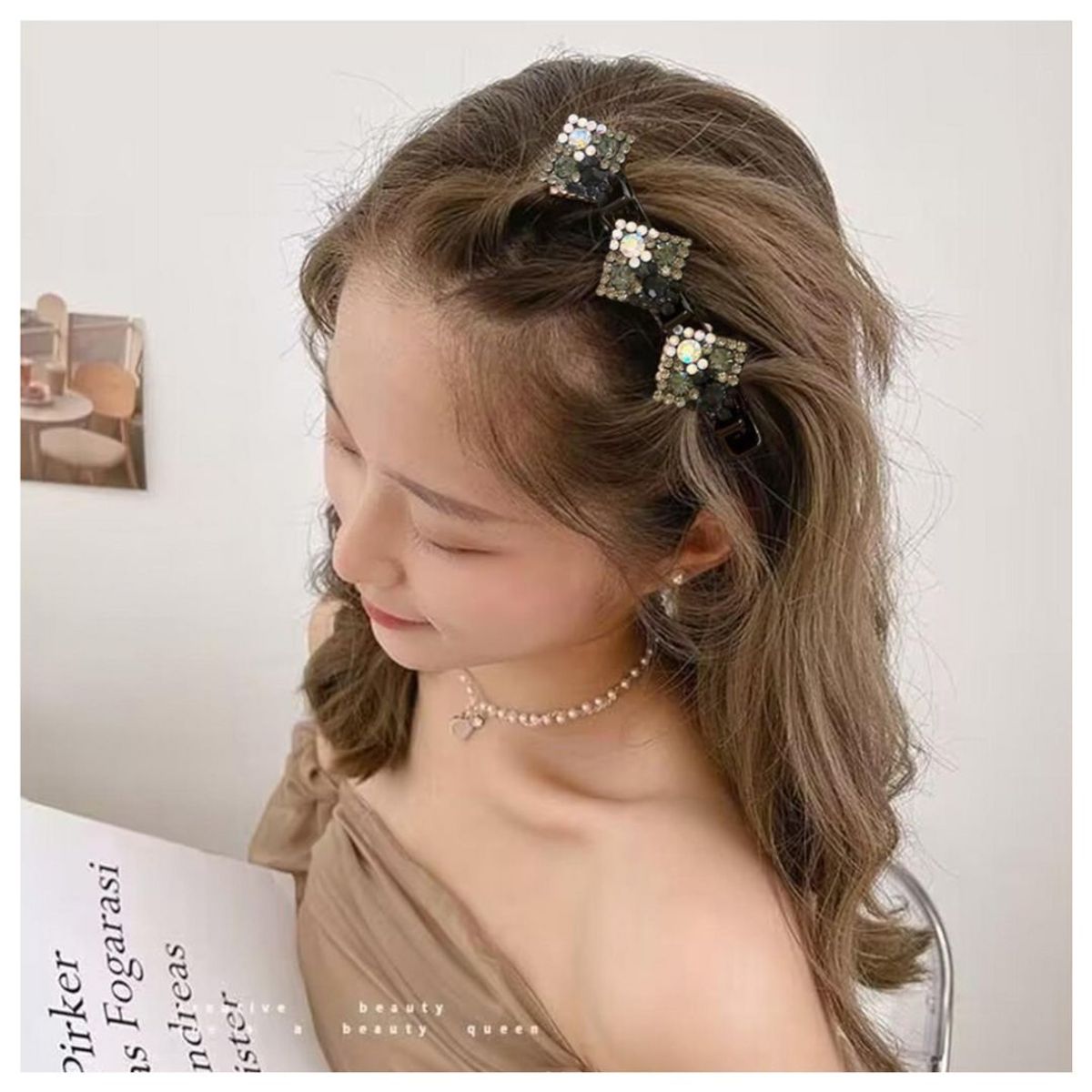 AURELA - Set de 4 Ganchos con Pinzas para peinado de Cabello en forma de Rombo