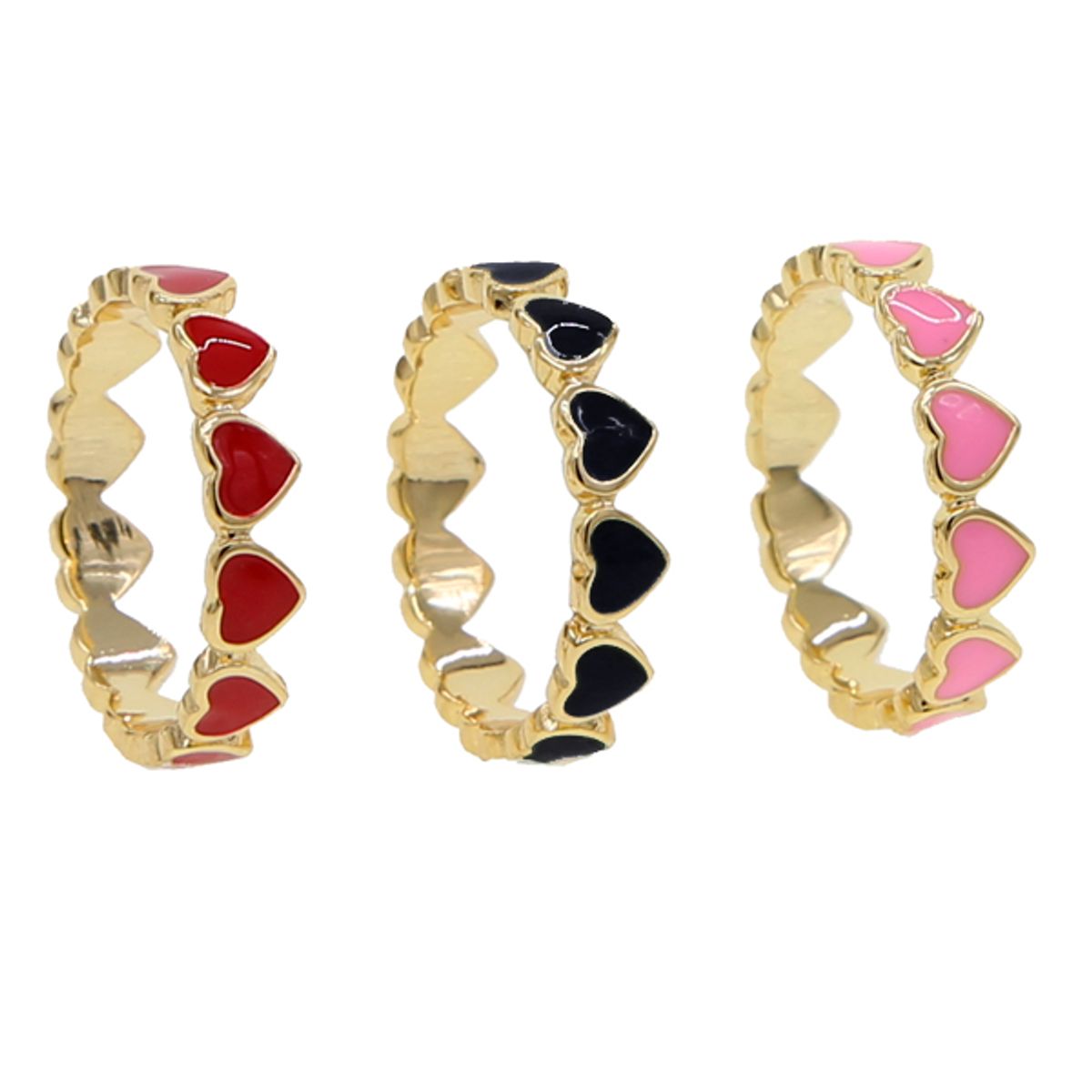 AURELA - Set de 3 Anillos de Corazones