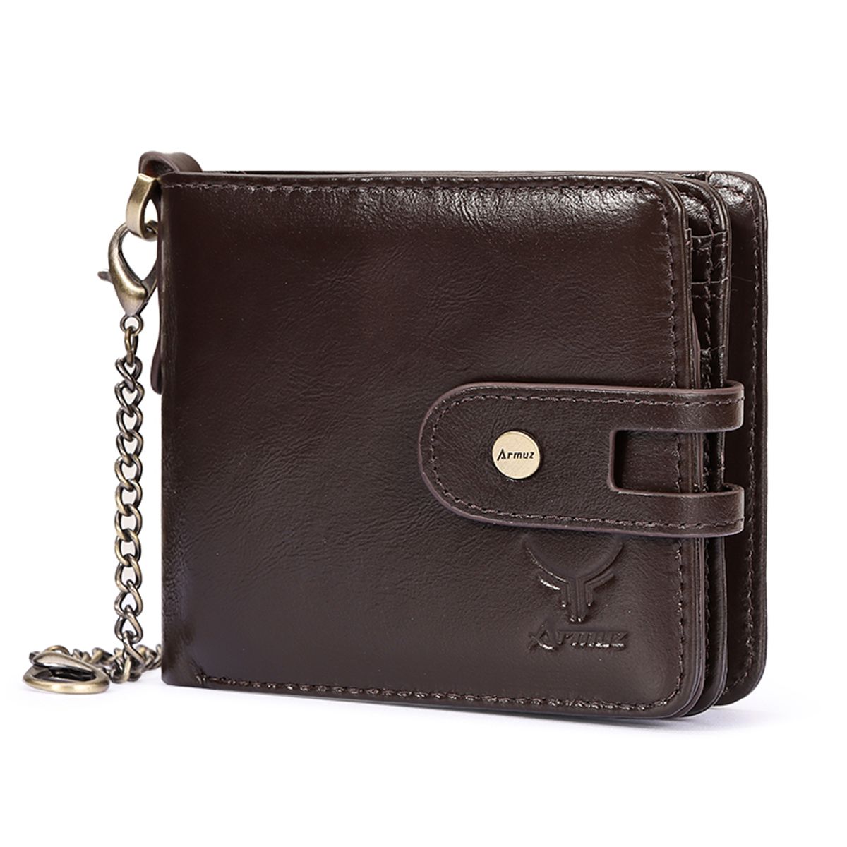 ARMUZ - Billetera de Cuero Vacuno De Alta Calidad BP811S RFID y Cadena Removible