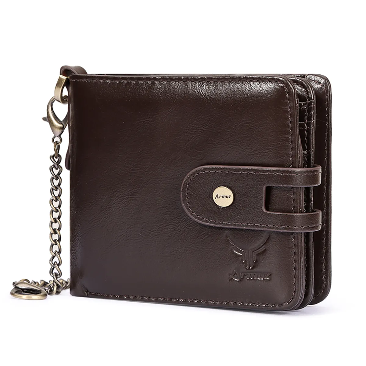 ARMUZ - Billetera de Cuero Vacuno De Alta Calidad BP811S RFID y Cadena Removible