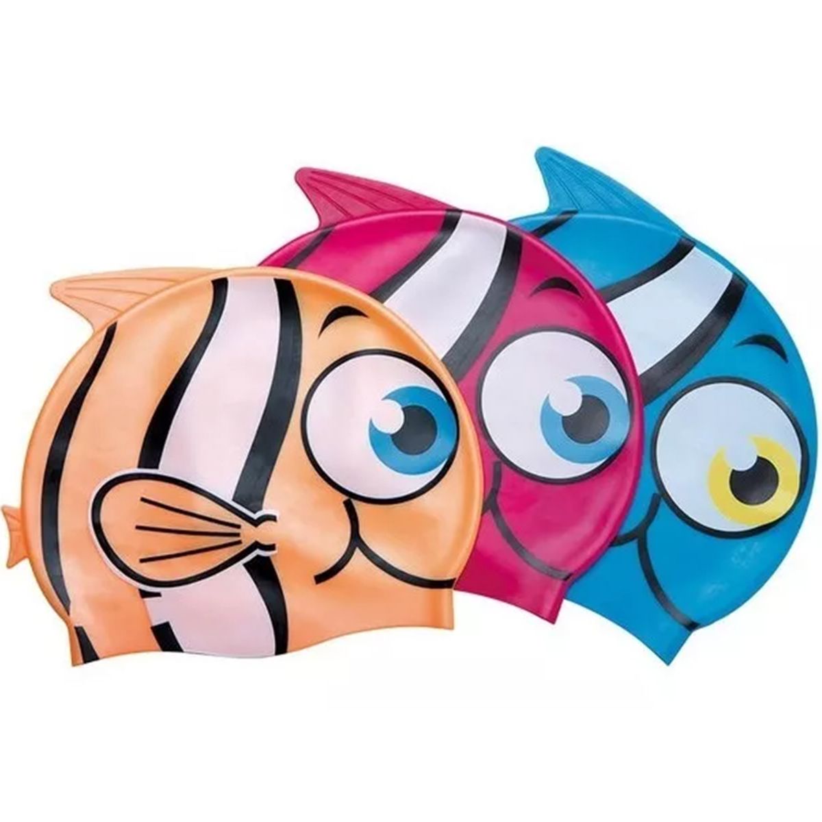 GENERICO - Gorro de Natacion Silicona con Diseño de Pez Azul