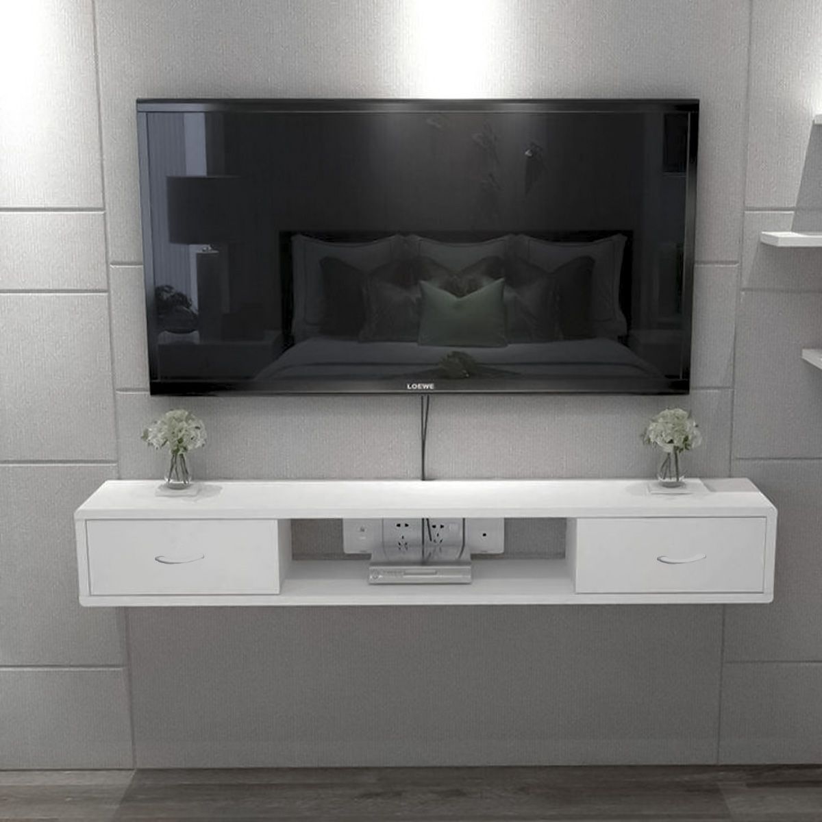 MOVENDA - Mesa de TV Cambara 50 Movenda Blanco Jalador Ovalado