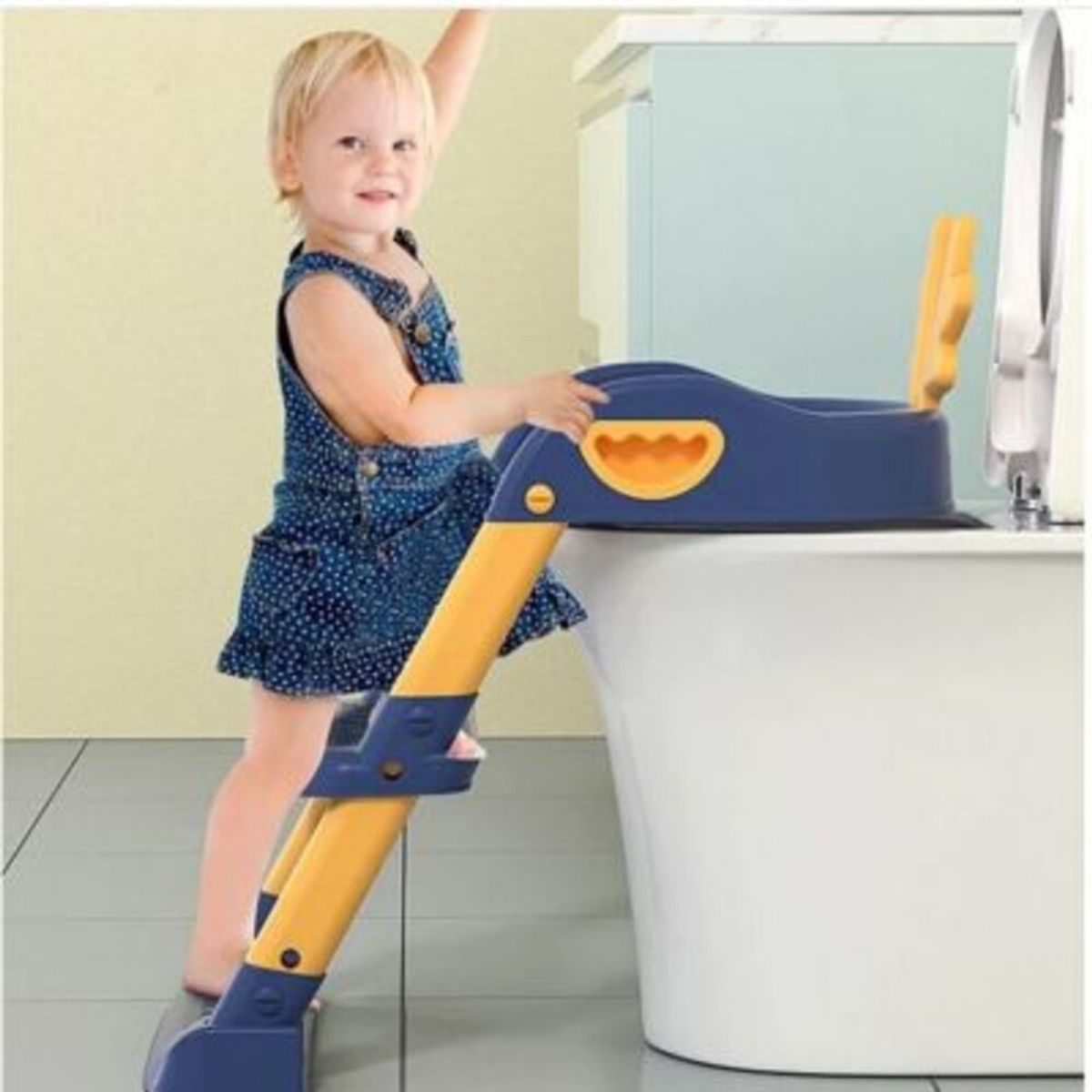 GENERICO - Asiento Bacin para Bebe con Escalera Inodoro Plegable Azul