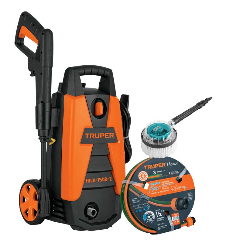 TRUPER - Hidrolavadora 1500 Psi Truper + Manguera 10m y Cepillo giratorio Total