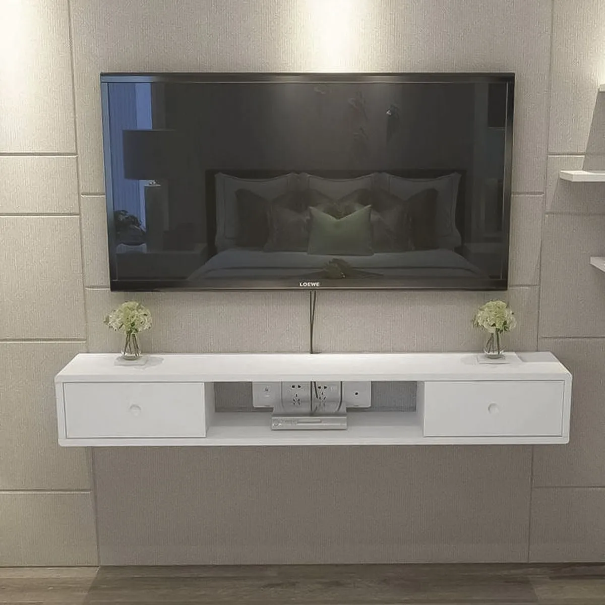 MOVENDA - Mesa de TV Cambara 50 Movenda Blanco Jalador Circular