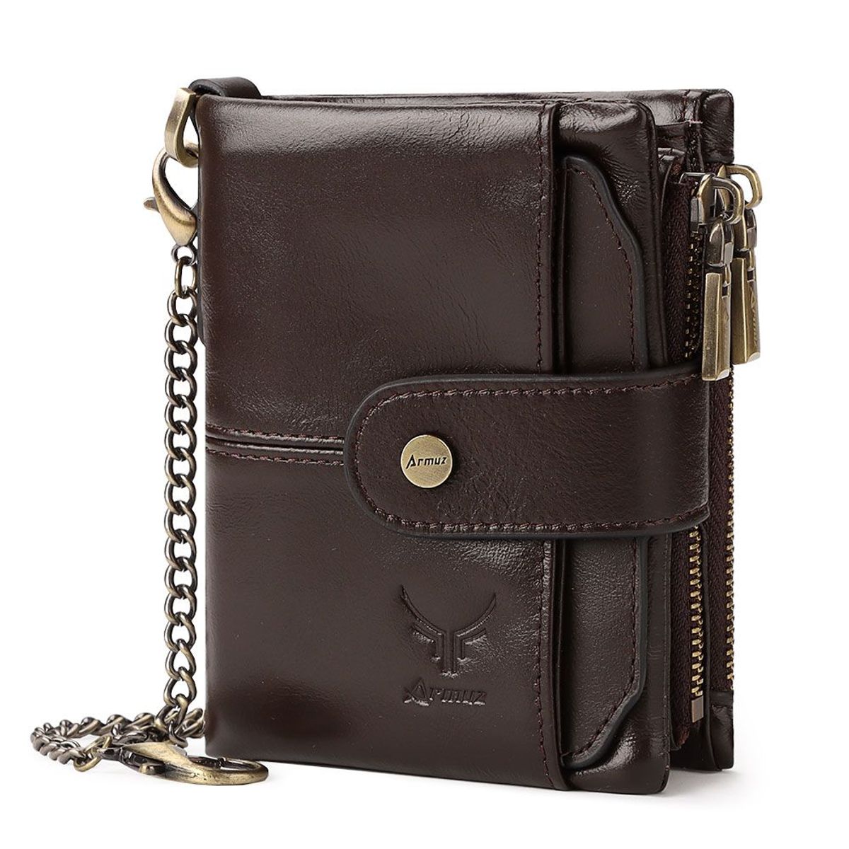 ARMUZ - Billetera de cuero vacuno Novi BP990 con cadena removible