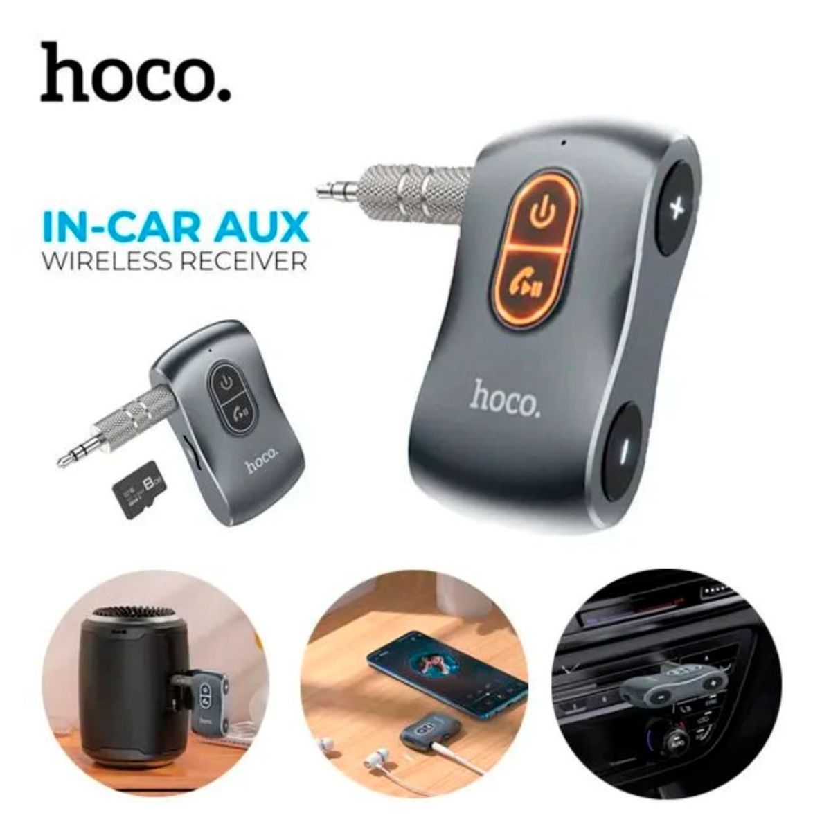 HOCO - Receptor Bluetooth para coche Automovil Hoco E73 Salida AUX de 3,5 mm