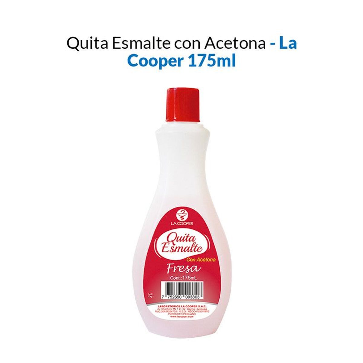 GENERICO - Quita Esmalte con Acetona Fresa 165ml - La Cooper