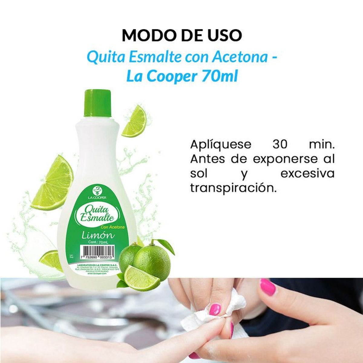 GENERICO - Quita Esmalte con Acetona Limón 70ml - La Cooper