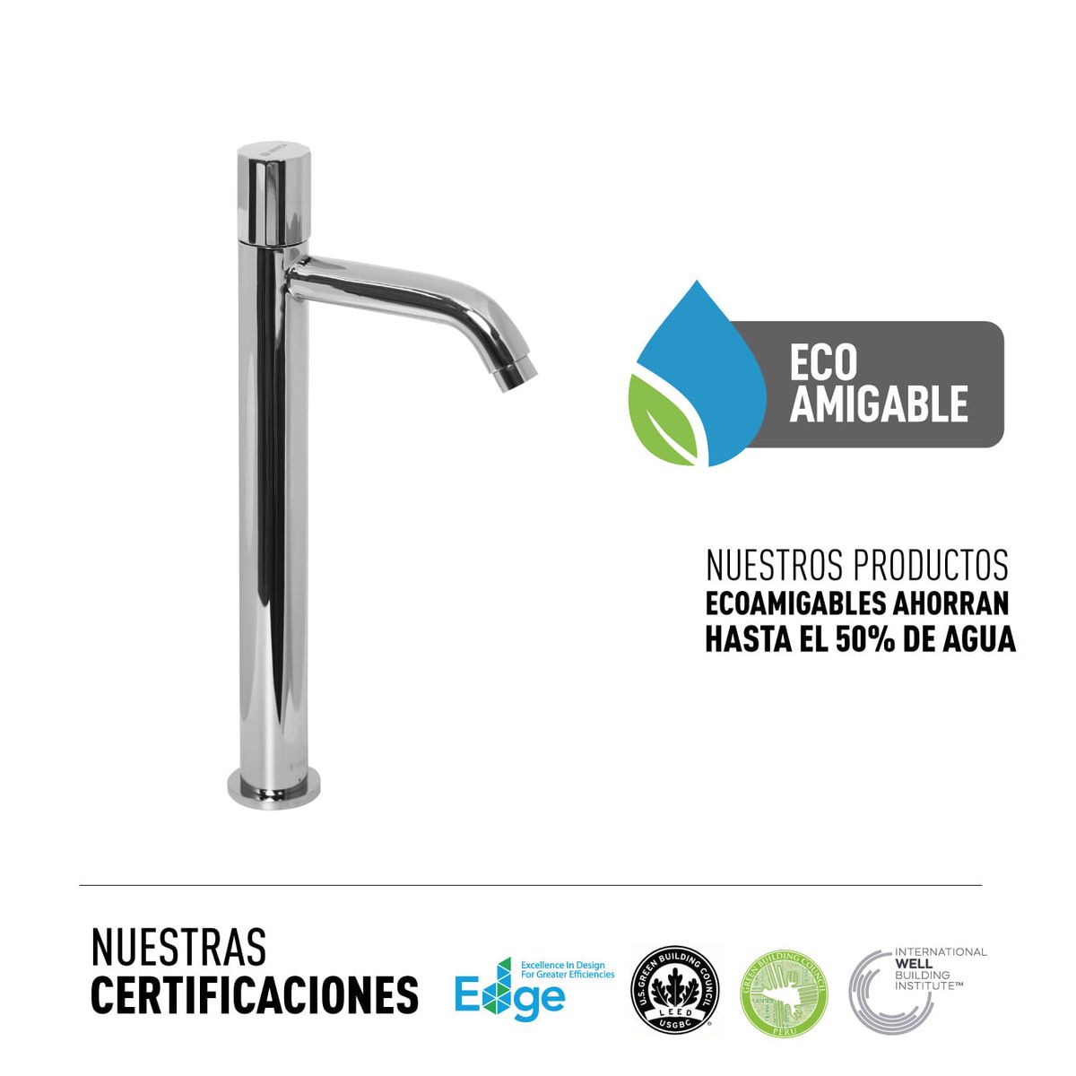 VAINSA - Llave lavatorio alta cromada Chaska Vainsa