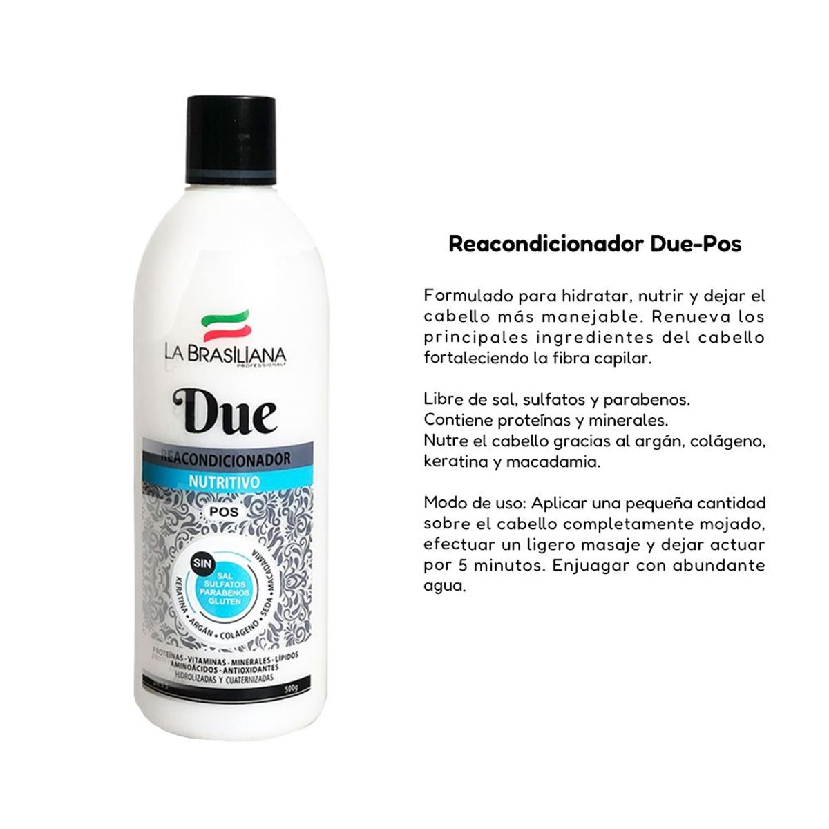 LA BRASILIANA - Shampoo Tre y Reacondicionador Due y Máscara Capilar Pos La Brasiliana