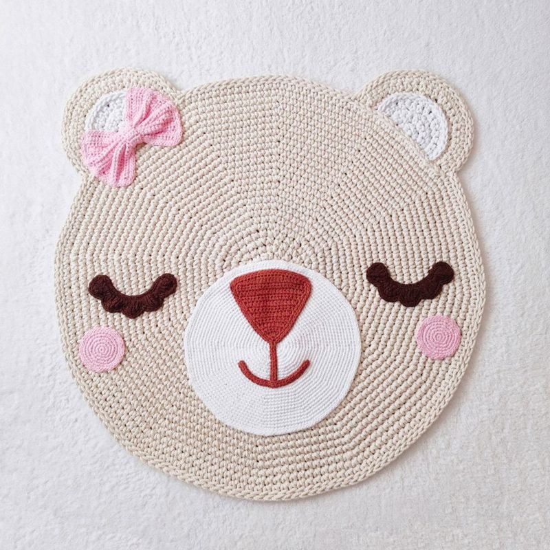 BE CRAFTY - Alfombra para Decoración Infantil Osa Perla Algodón Hipoalergénico