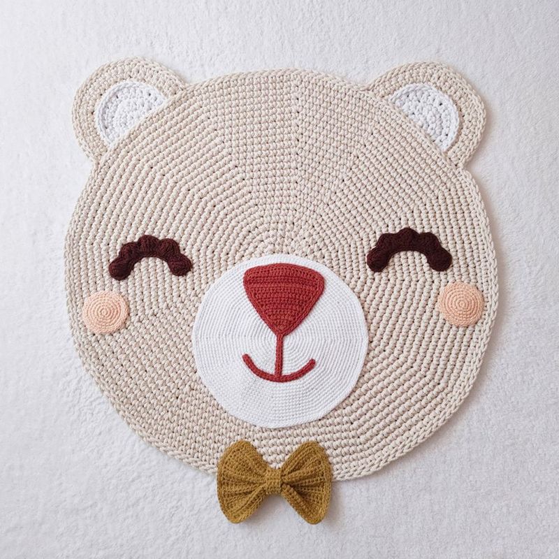 BE CRAFTY - Alfombra para Decoración Infantil Oso Perla Algodón Hipoalergénico