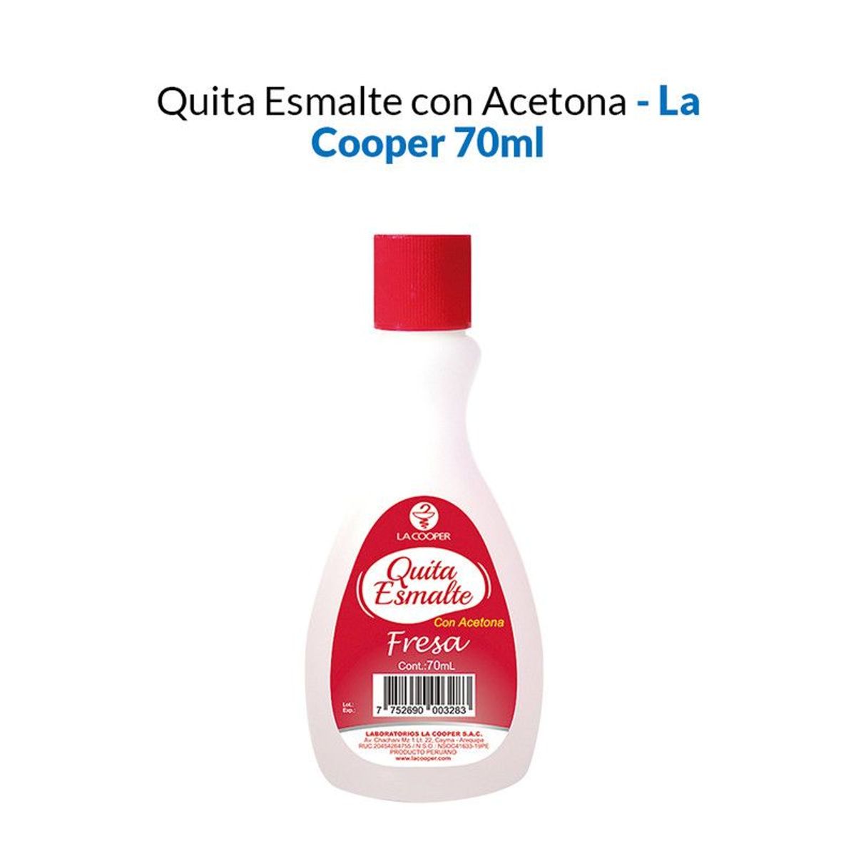 GENERICO - Quita Esmalte con Acetona Fresa 70ml - La Cooper