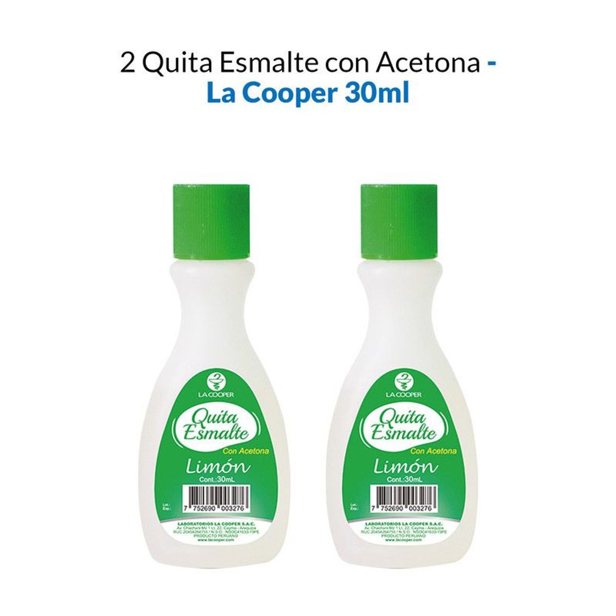GENERICO - 2 Quita Esmalte con Acetona Limón 30ml - La Cooper