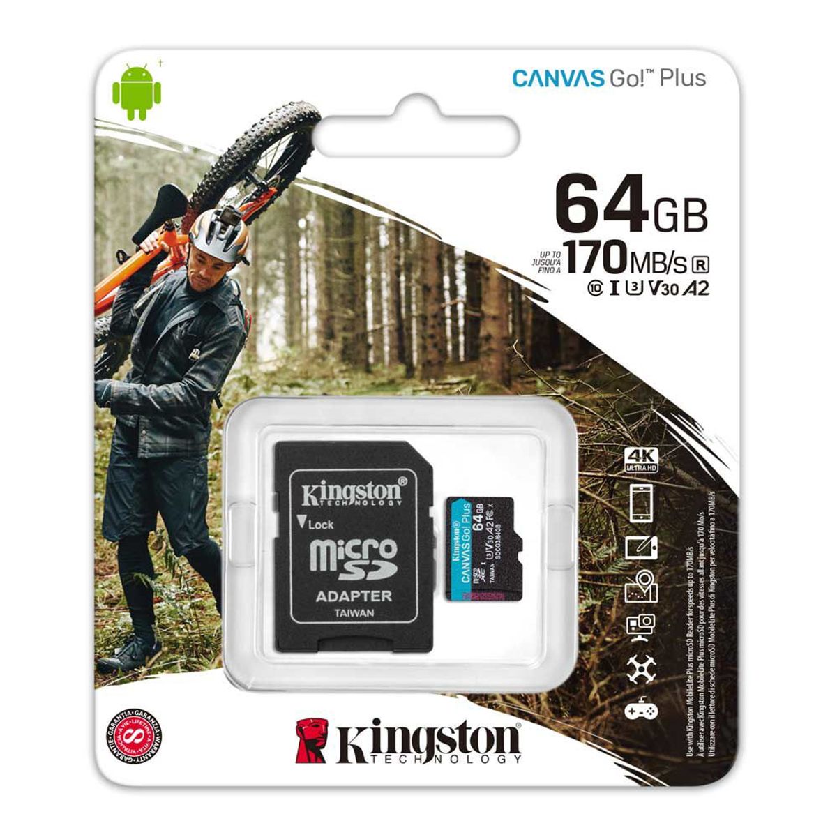 KINGSTON - MicroSD Kingston Canvas Go Plus 64 GB Ideal para Gopro 4k