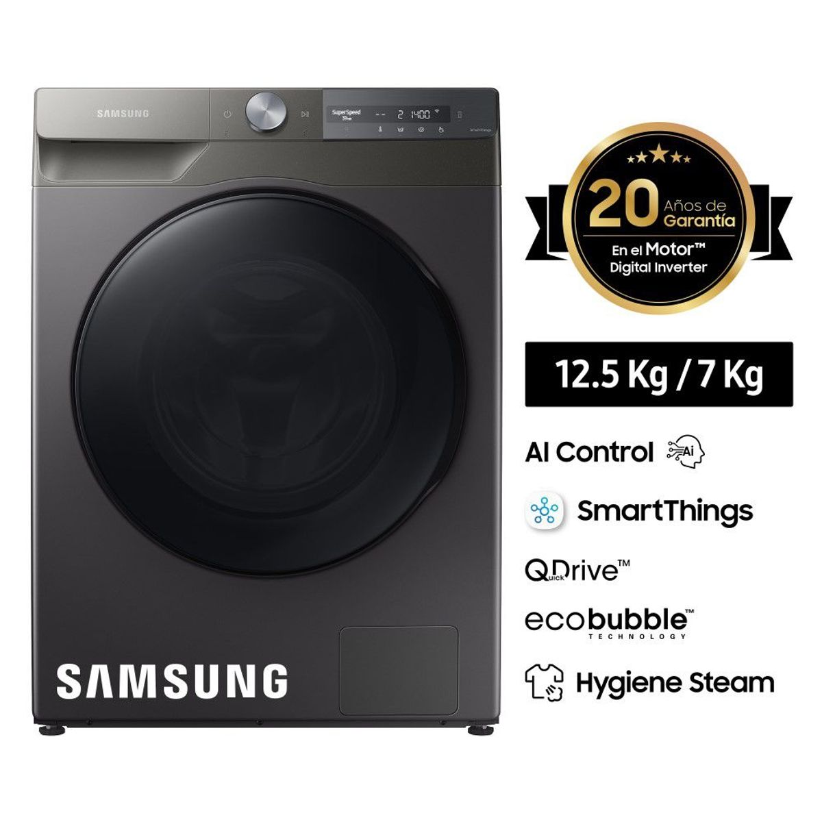 SAMSUNG - LAVASECA SAMSUNG 12.5 KG 7.0 KG WD12T704DBN/PE .