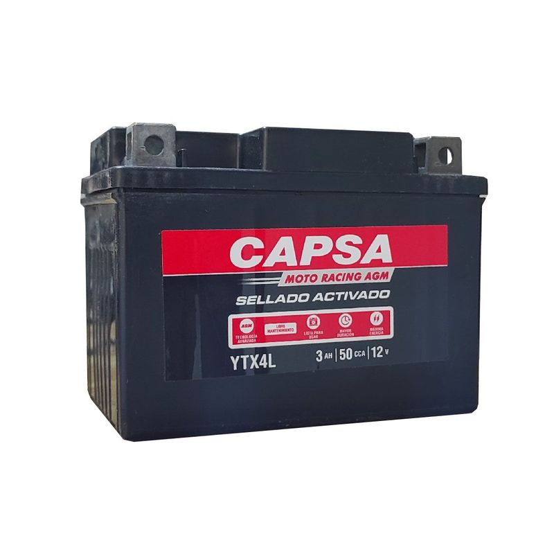 CAPSA - Batería Moto CAPSA YTX4L Moto Racing AGM