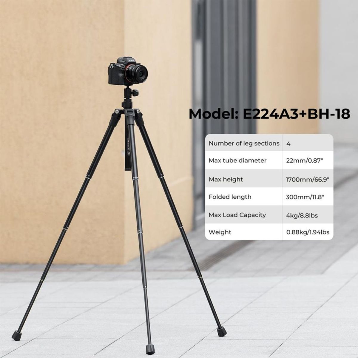 K&F CONCEPT - Tripode  K&F Concept E224A3+BH-18 KF09.120