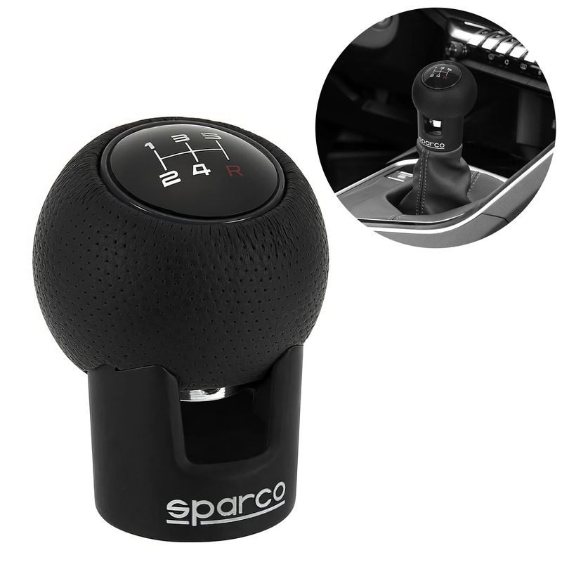 SPARCO - Perilla de Palanca Pomo Sparco Cuerina Negro Black