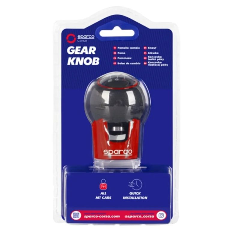 SPARCO - Perilla de Palanca Pomo Sparco Cuerina NegroRojo