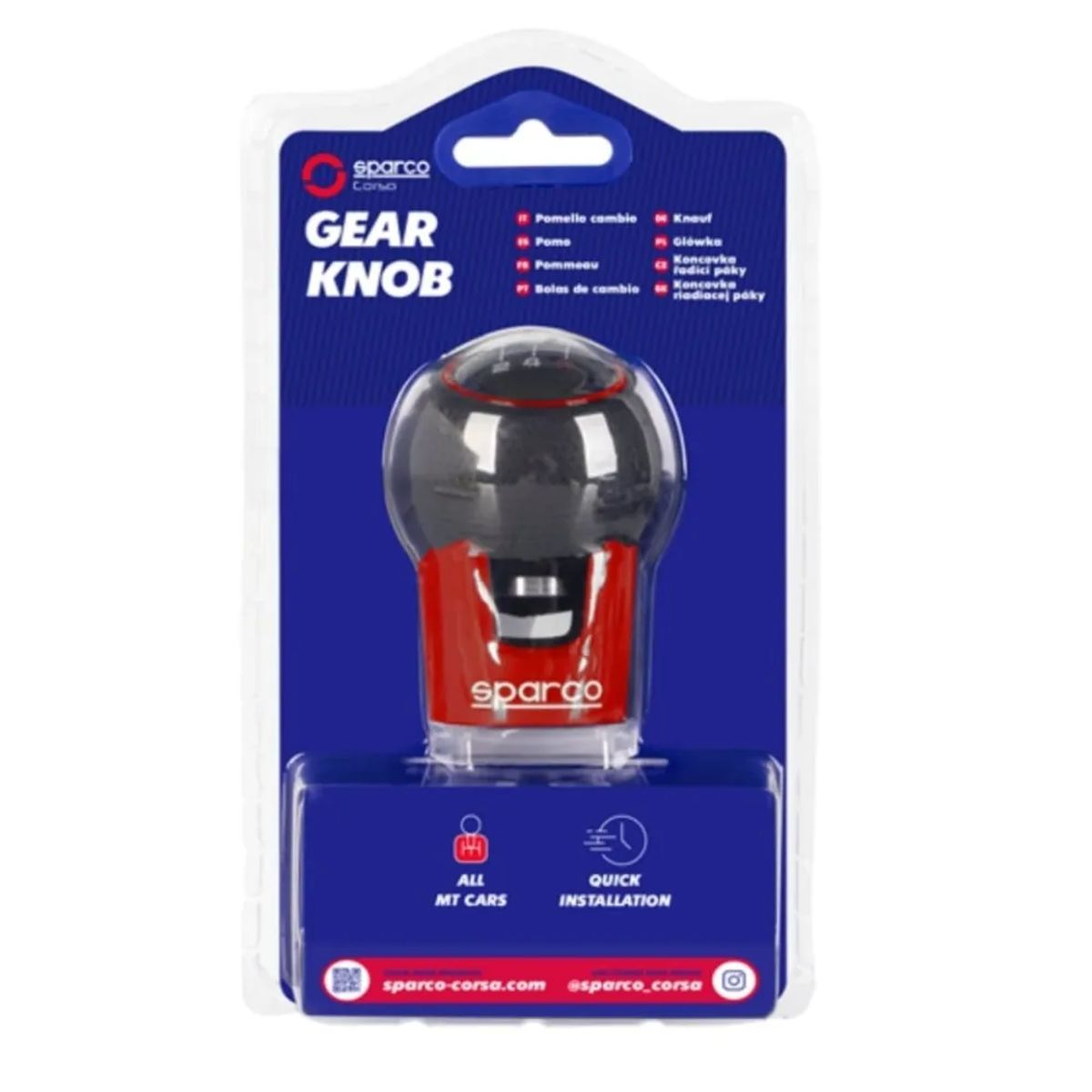 SPARCO - Perilla de Palanca Pomo Sparco Cuerina Rojo