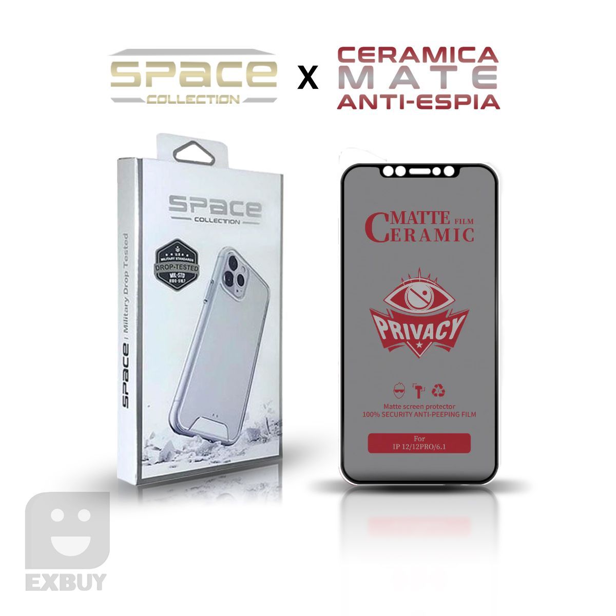 GENERICO - Pack Case Space y Mica Cerámica Anti-espía para Samsung Galaxy A03