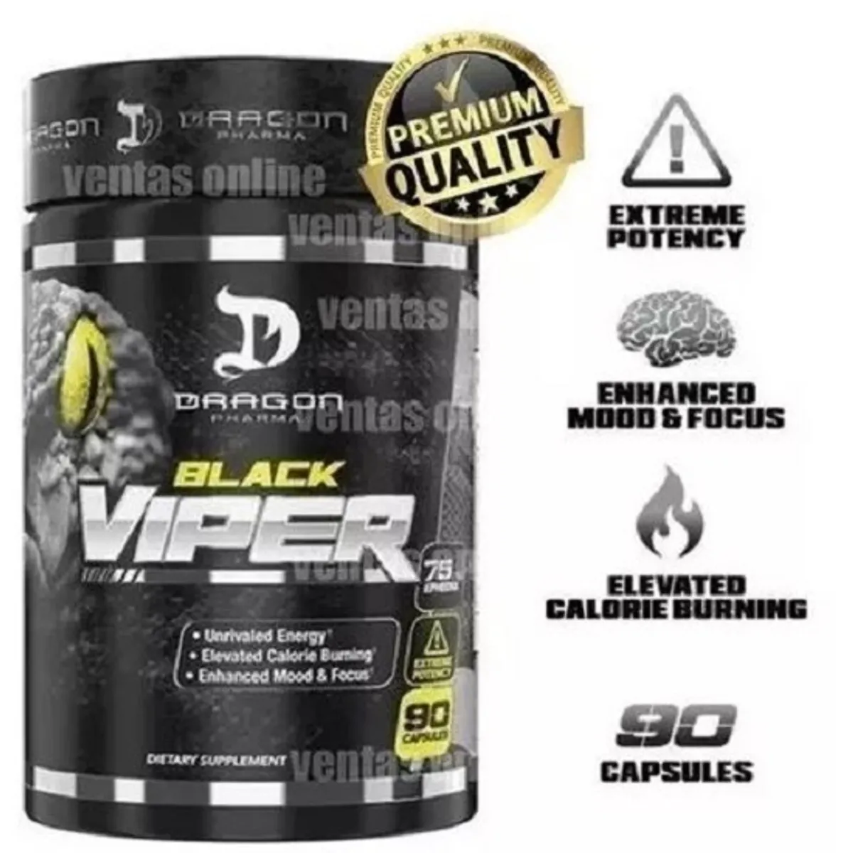 DRAGON - Black Viper Quemador + creatina dragon  De Grasas 90 caps