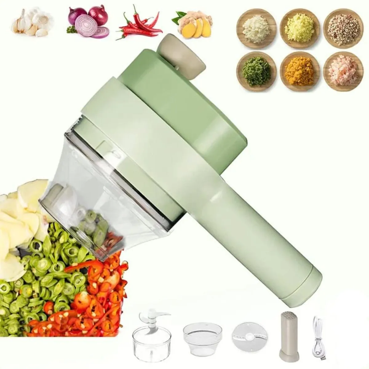 GENERICO - Pica Todo Triturador Cortador de Alimentos Verduras Carnes Recargable