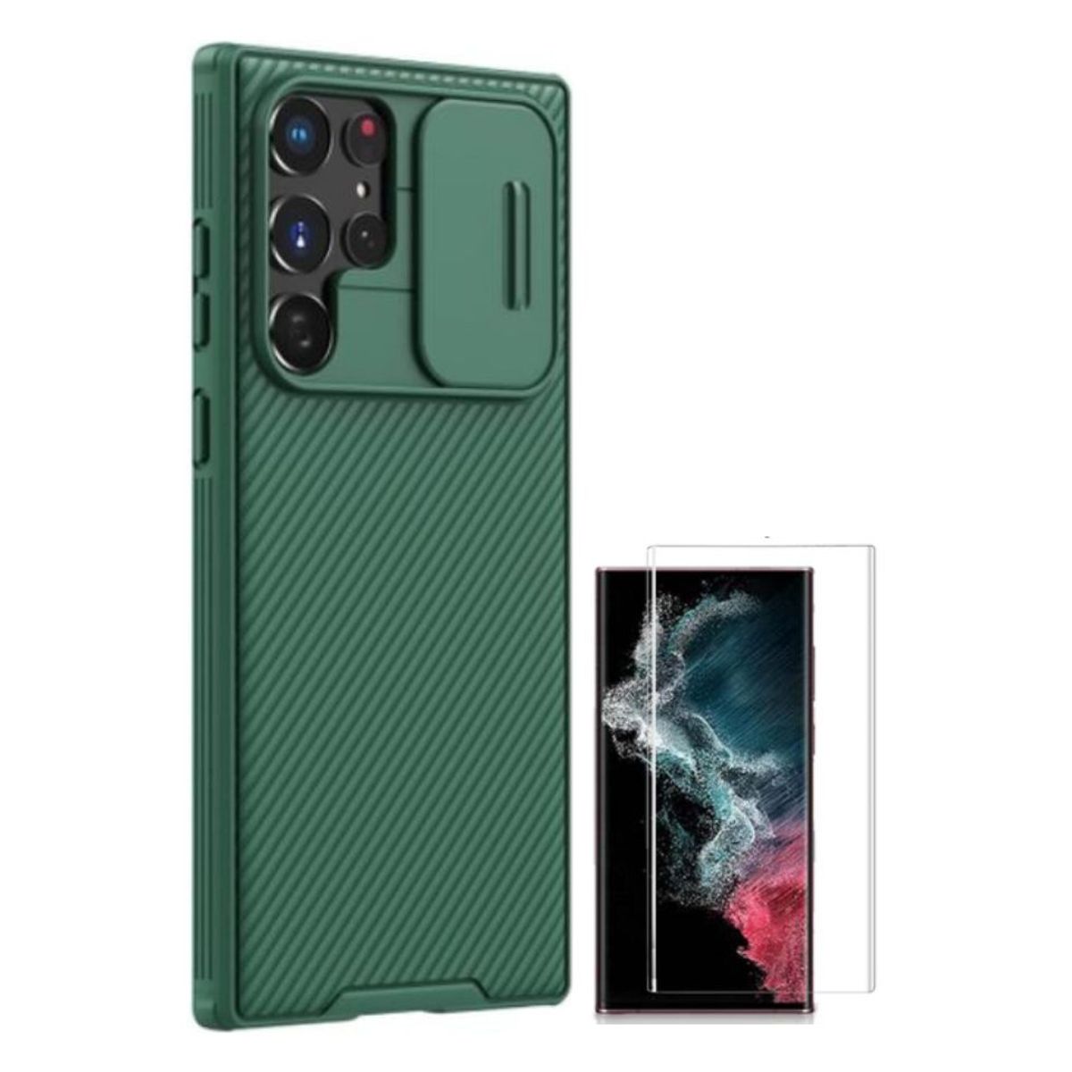 NILLKIN - CASE NILLKIN CAMSHIELD VERDE SAMSUNG ULTRA Y VIDRIO UV