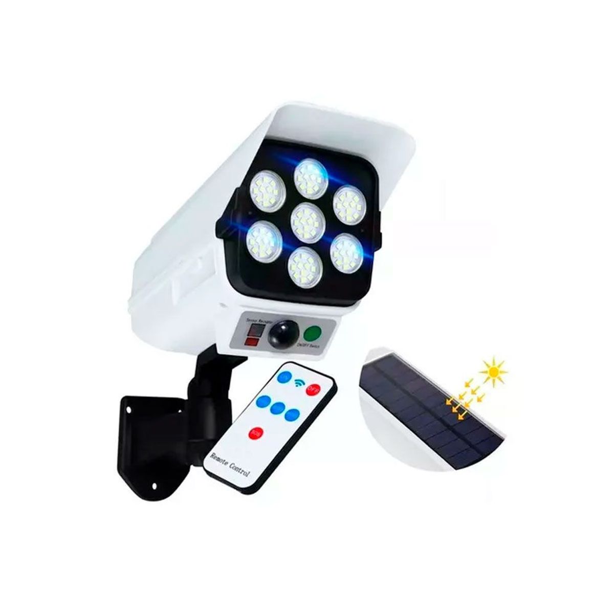 GENERICO - Lampara Solar Recargable Exterior Sensor Movimiento BK-36 Blanco