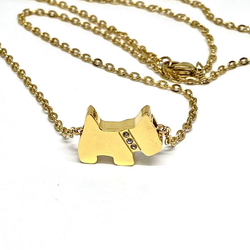 ESPIRAL ROJO - Dije Fox Terrier con Brillos y Cadena Dorado - Acero