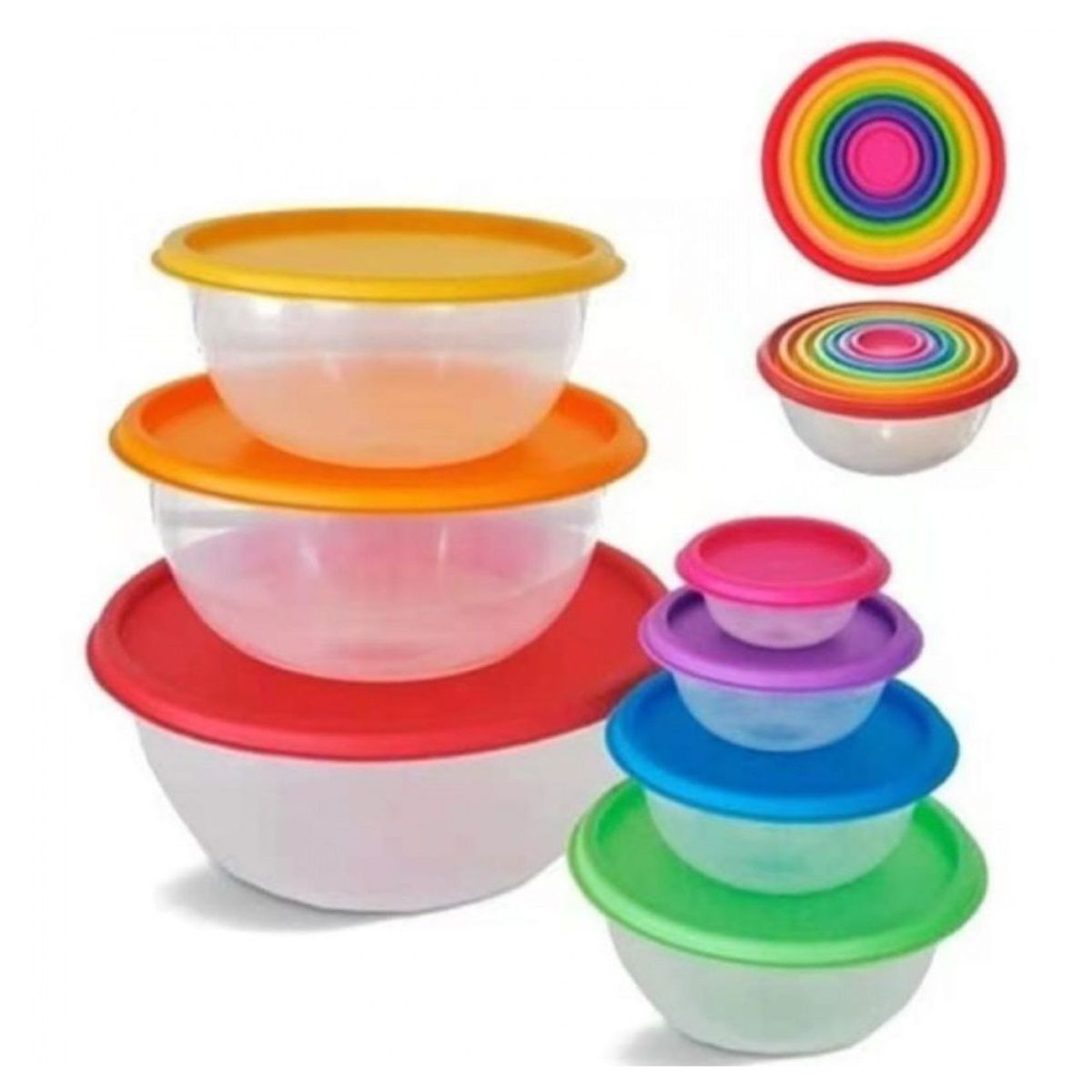 GENERICO - Set 5 Tapers Plástico Circulares con Tapa Contenedores